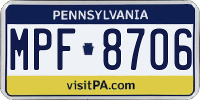 PA license plate MPF8706