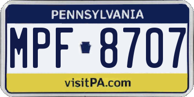 PA license plate MPF8707
