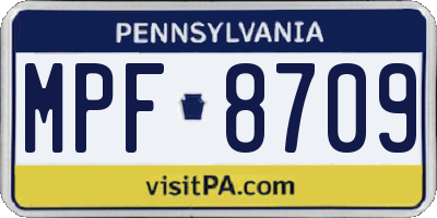 PA license plate MPF8709