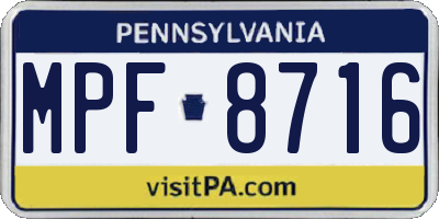 PA license plate MPF8716