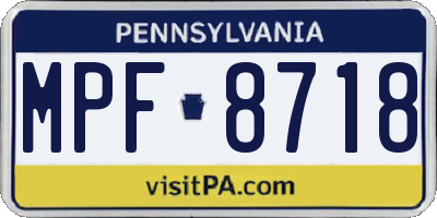 PA license plate MPF8718