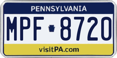 PA license plate MPF8720
