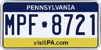 PA license plate MPF8721
