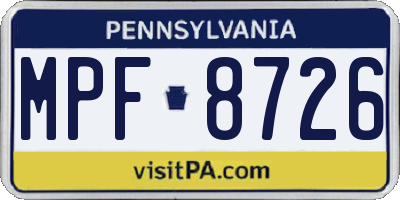 PA license plate MPF8726