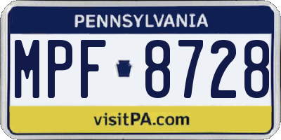 PA license plate MPF8728