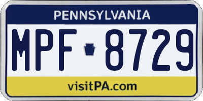 PA license plate MPF8729