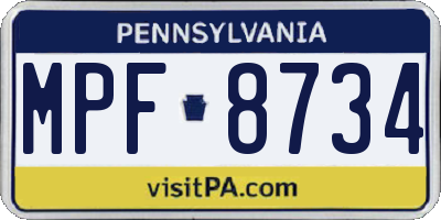 PA license plate MPF8734
