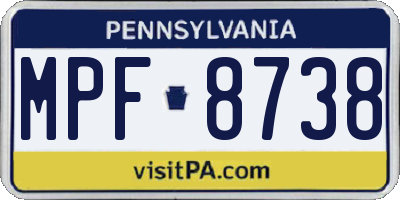 PA license plate MPF8738
