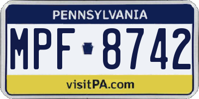 PA license plate MPF8742
