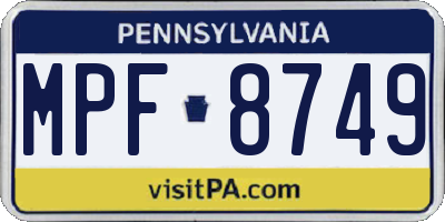 PA license plate MPF8749