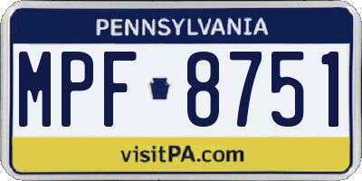 PA license plate MPF8751