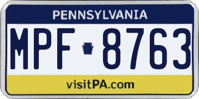 PA license plate MPF8763