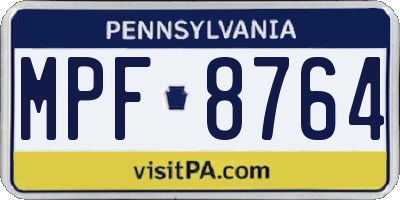 PA license plate MPF8764