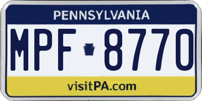 PA license plate MPF8770