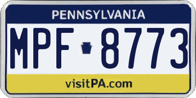PA license plate MPF8773