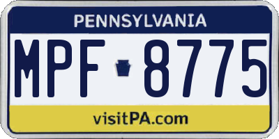 PA license plate MPF8775