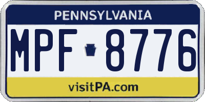 PA license plate MPF8776