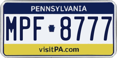 PA license plate MPF8777