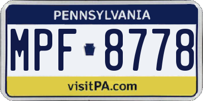 PA license plate MPF8778