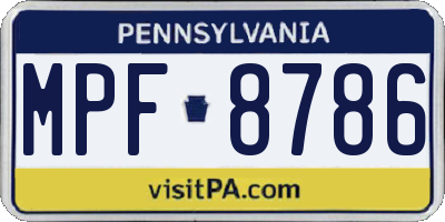 PA license plate MPF8786
