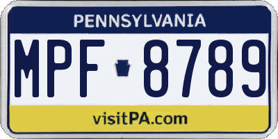 PA license plate MPF8789