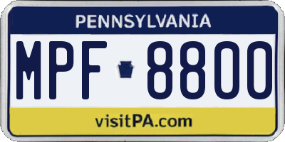 PA license plate MPF8800