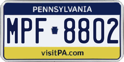 PA license plate MPF8802