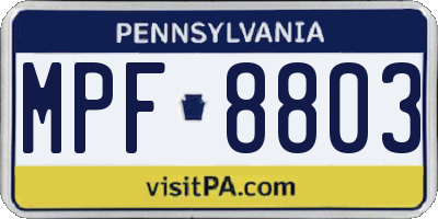 PA license plate MPF8803
