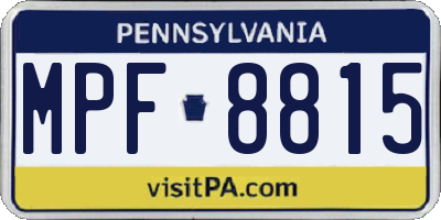 PA license plate MPF8815