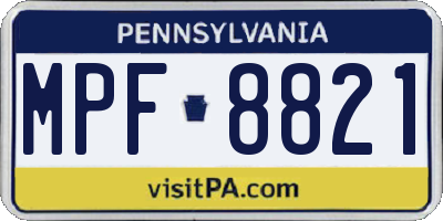 PA license plate MPF8821