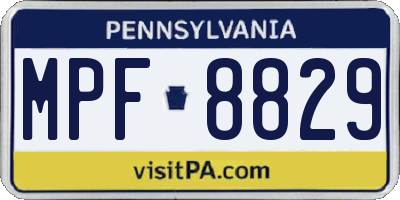 PA license plate MPF8829