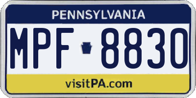 PA license plate MPF8830