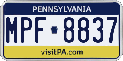 PA license plate MPF8837
