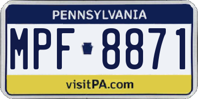 PA license plate MPF8871