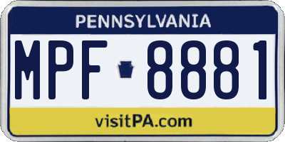 PA license plate MPF8881