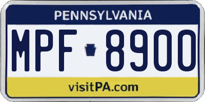 PA license plate MPF8900