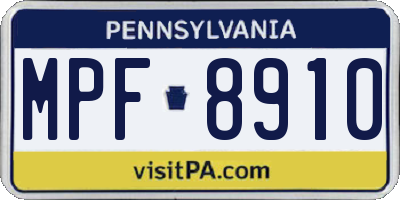 PA license plate MPF8910
