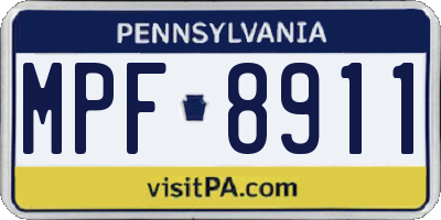 PA license plate MPF8911