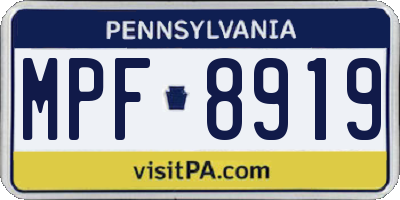 PA license plate MPF8919