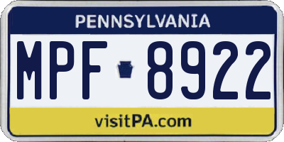 PA license plate MPF8922