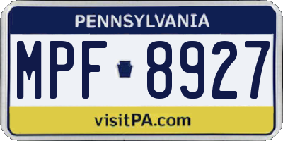 PA license plate MPF8927
