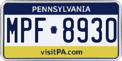 PA license plate MPF8930