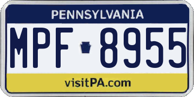 PA license plate MPF8955