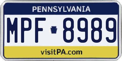 PA license plate MPF8989
