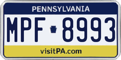 PA license plate MPF8993