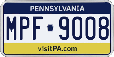 PA license plate MPF9008