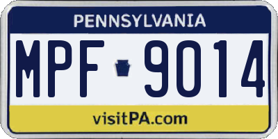 PA license plate MPF9014