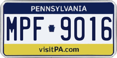 PA license plate MPF9016