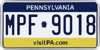 PA license plate MPF9018