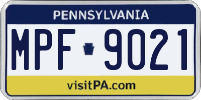 PA license plate MPF9021